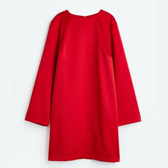 H&M Red Satin Shift Mini Dress size S - Picture 3 of 4